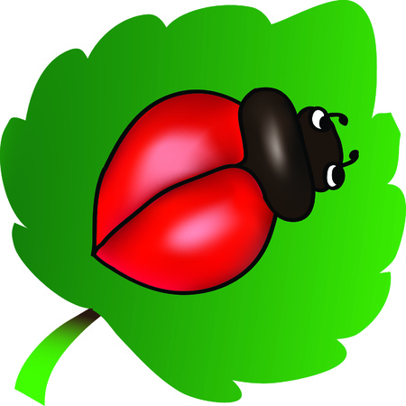 beetle sitting on a leafのイラスト素材