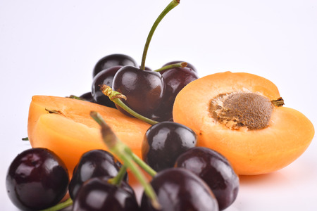 Cherries and apricotsの写真素材