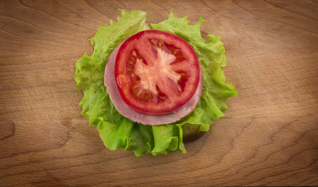sandwich with tomato cheese and hamの写真素材