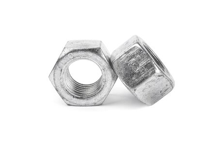 Shiny iron nuts on a white isolated background