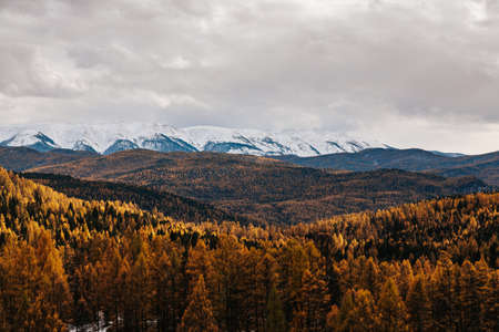 Mountain landscapes with beautiful views of rocks and peaks in Altai in autumn