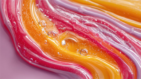 Close-up reminiscence of hot lava lamp wax moving in fluid shapes. The flash reflection adds a contemporary photographic twist to a retro object.の素材