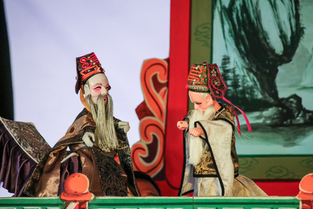 Taipei, Taiwan - NOV 05, 2017 Glove puppetry stage in Taiwan Traditional Theatre Center.a type of opera using cloth puppets that originated during the 17th century in China.のeditorial素材