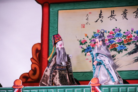 Taipei, Taiwan - NOV 05, 2017 Glove puppetry stage in Taiwan Traditional Theatre Center.a type of opera using cloth puppets that originated during the 17th century in China.のeditorial素材