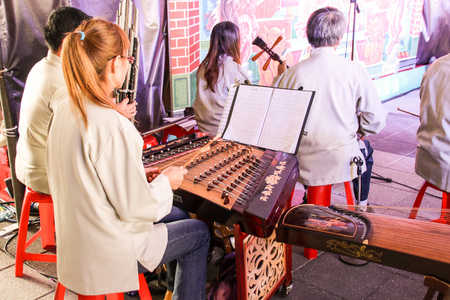 Taipei, Taiwan - NOV 05, 2017 Glove puppetry stage in Taiwan Traditional Theatre Center.a type of opera using cloth puppets that originated during the 17th century in China.のeditorial素材