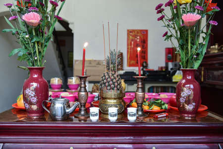 Yingge, Taiwan-January 24, 2020: god worship in chinese new year.のeditorial素材