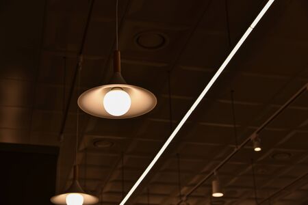 Black background of chandelier in coffee shop