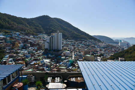Busan city, South Korea-OCT 31, 2019: Beautiful Gamcheon Culture Village located in Busan city of South Korea.のeditorial素材