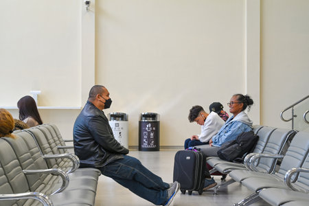 Taoyuan, Taiwan - FEB 22, 2023: Waiting room in airport terminal.のeditorial素材