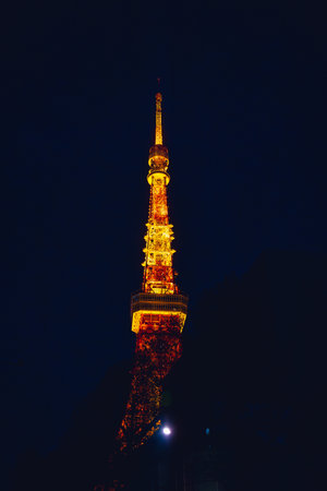 Tokyo, Japan - APR 14, 2024: night view Cityscape seen from the free observation deck of Azabudai...