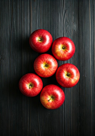 Apple close-up rendered on dark backgroundの素材