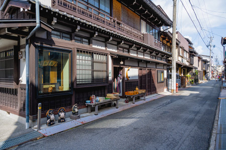 Takayama, Gifu, Japan - APR 17 ,2024: Takayama furuimachinami in Takayama, Gifu, Japan.の写真素材
