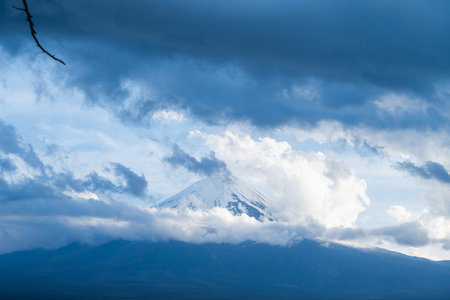 Mount Fuji and clouds in the distanceの写真素材