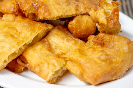Indonesian Cakue Fried Dough Snack on Bali Street Marketの写真素材
