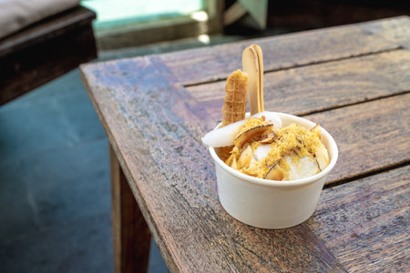Coconut ice cream in Bali, Indonesiaの写真素材