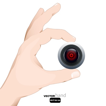 Hand holding a  photography camera eye のイラスト素材