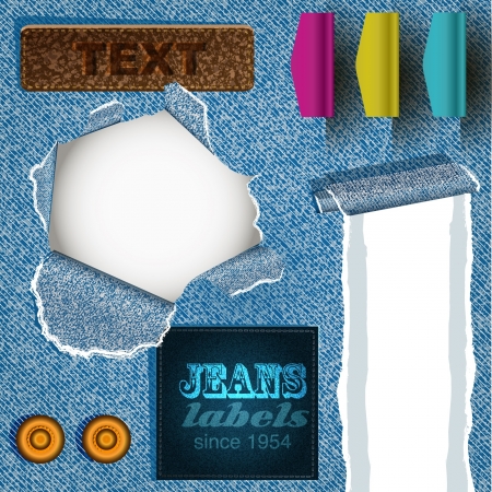 jeans texture background and labels to place your conceptのイラスト素材