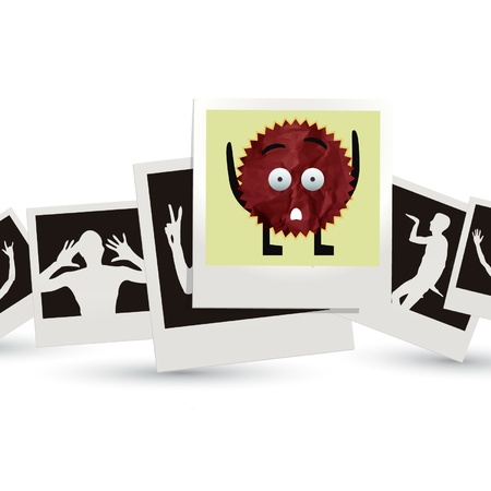 red cartoon into a photo frameのイラスト素材