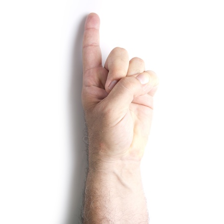 hand showing one fingerの写真素材