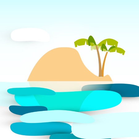 island cartoon, sea and skyのイラスト素材