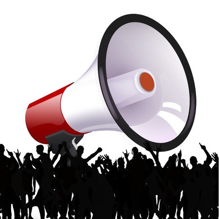 megaphone and crowdのイラスト素材