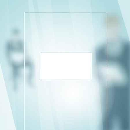empty placard on a office glass door with businessman silhouettes のイラスト素材
