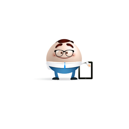 businessman cartoon with touch screen のイラスト素材