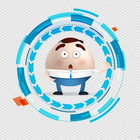 businessman cartoon on digital abstract backgroundのイラスト素材