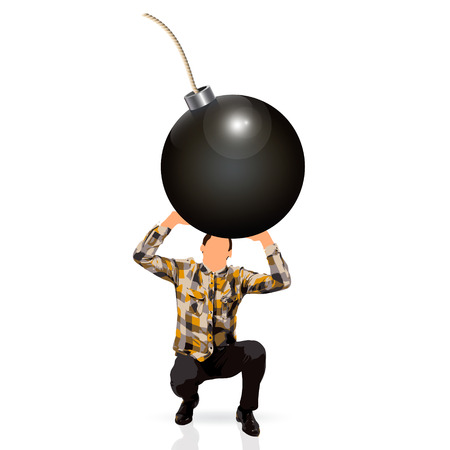 young man holding a bombの写真素材