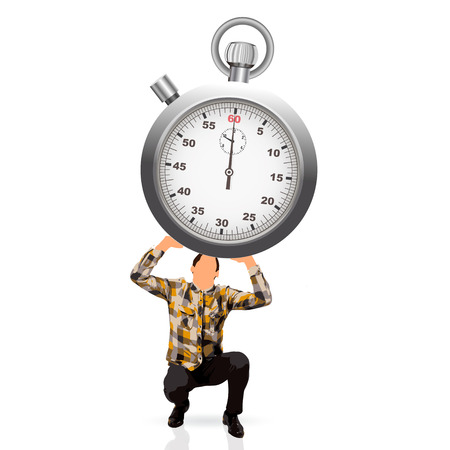 young man holding a timerの写真素材