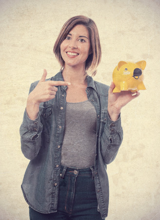 young cool woman savings conceptの写真素材