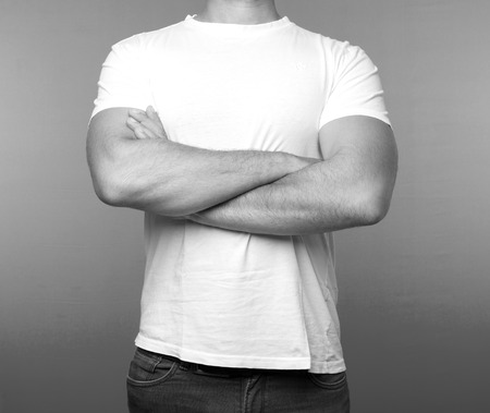 man in white t-shirtの写真素材