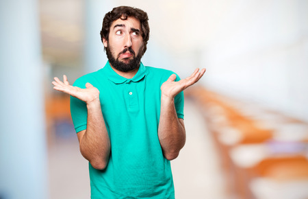 bearded man thinkingの写真素材