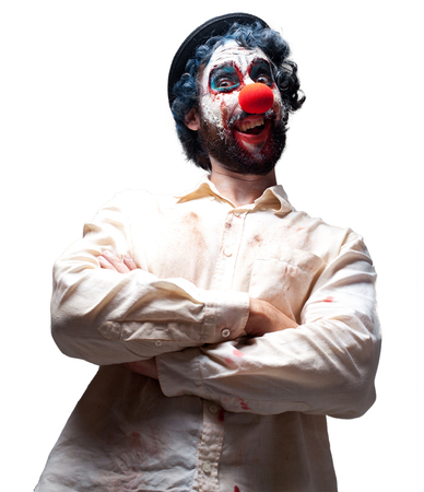 crazy clown man angry expressionの写真素材