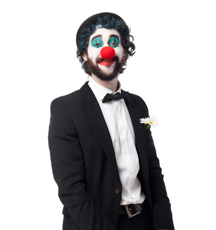 crazy clown man happy poseの写真素材