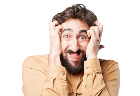 crazy man.funny expressionの写真素材