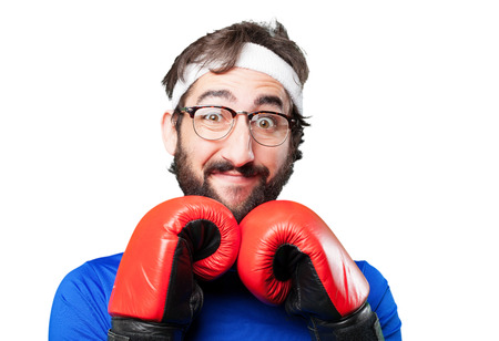 crazy sports man.funny expressionの写真素材