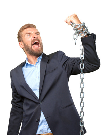 blond businessman angry expressionの写真素材