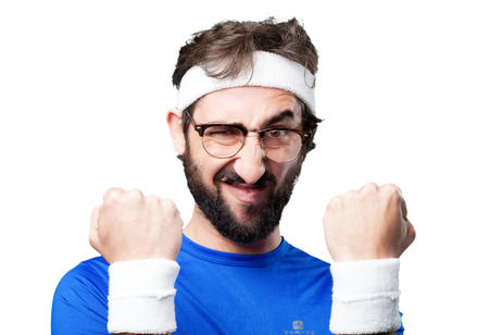 crazy sports man.funny expressionの写真素材