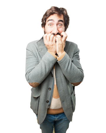 young crazy man worriedの写真素材