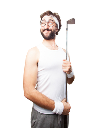 young crazy sports man. happy expressionの写真素材