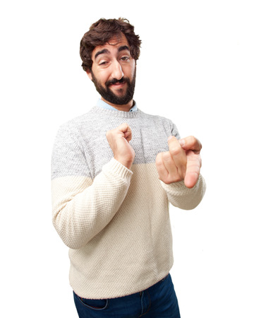 young crazy man happy expressionの写真素材