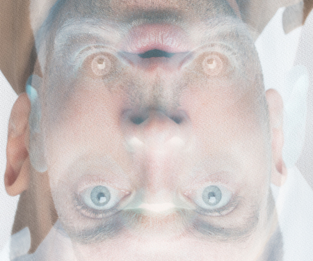 blond man and blue eyes close upの写真素材