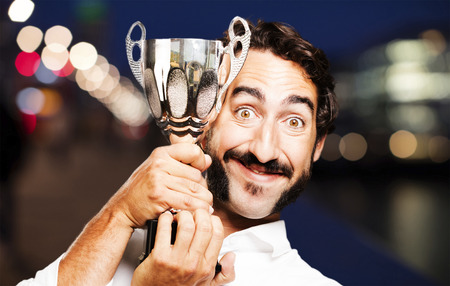 young cool man with a sport cupの写真素材