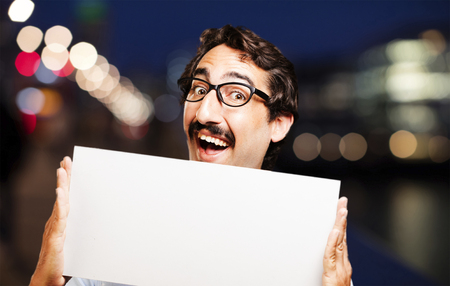 young cool man with a placardの写真素材