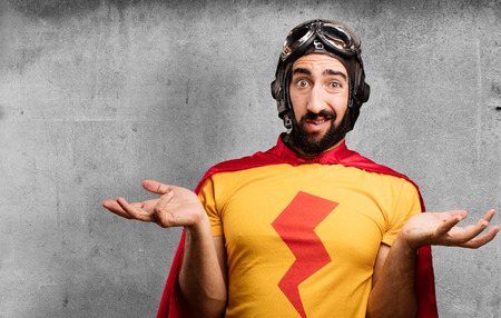 crazy super hero confusedの写真素材