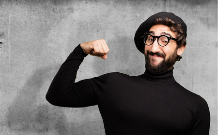 young french artist facing to a challengeの写真素材