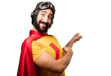 crazy super hero showing gestureの写真素材