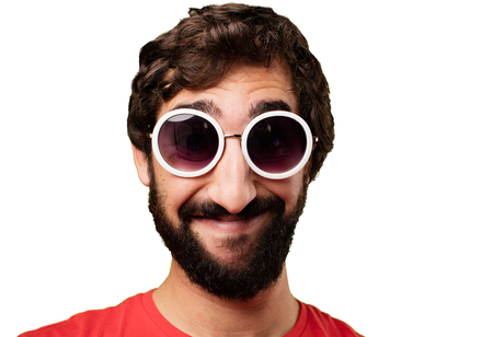 young crazy man proud poseの写真素材