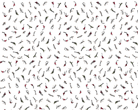 young man floating pattern isolated against white background